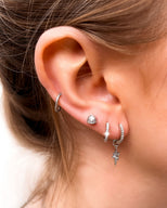 925 Sterling Silver Crystal Stud Earrings (Silver)