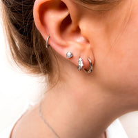 Sterling Silver Crystal Stud Earrings (Silver)