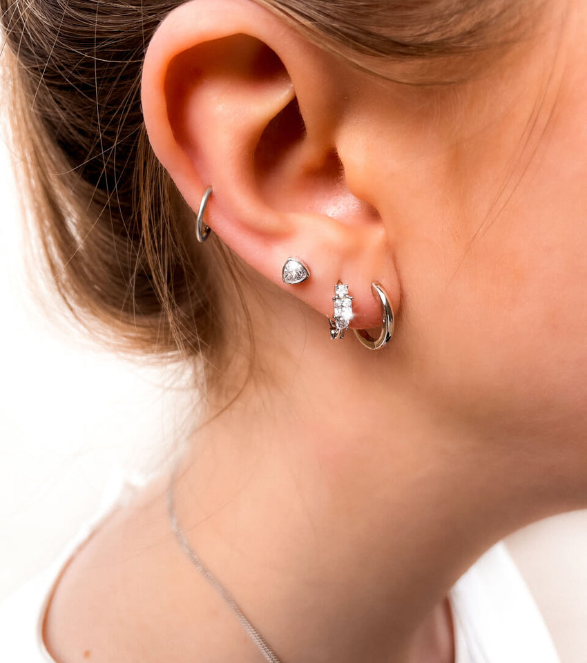Luxe Crystal Stud Earrings (Silver)