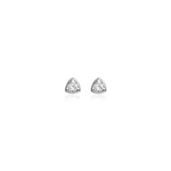 925 Sterling Silver Crystal Stud Earrings (Silver)
