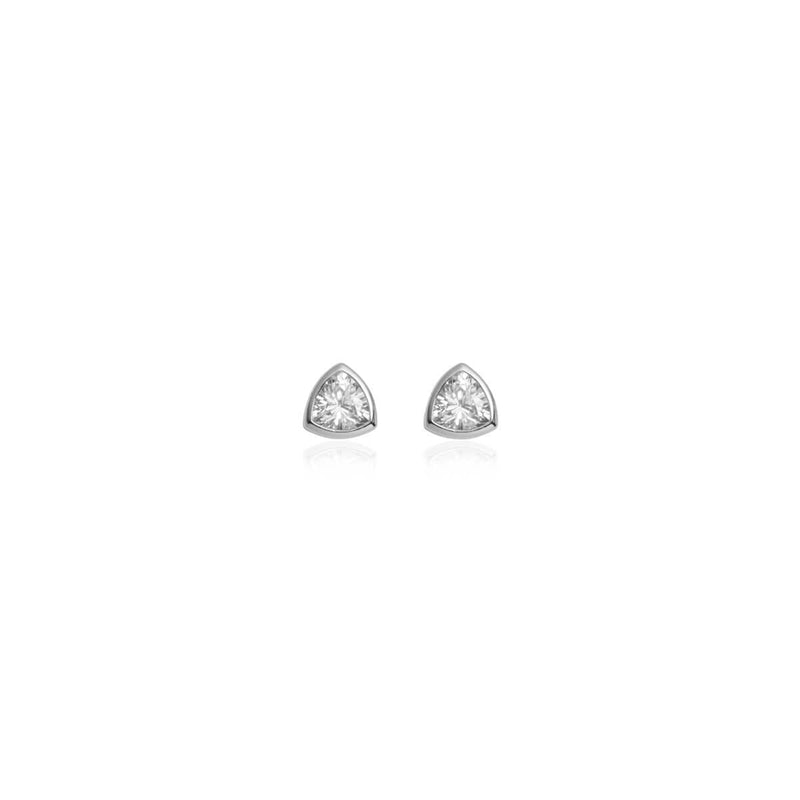 925 Sterling Silver Crystal Stud Earrings (Silver)