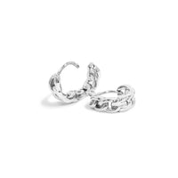 Sterling Silver Curb Chain Huggie Hoops (Silver)