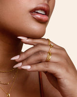 Sterling Silver Curb Chain Ring (Gold)