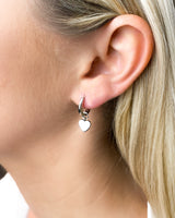 Sterling Silver Heart Pendant Earrings (Silver)
