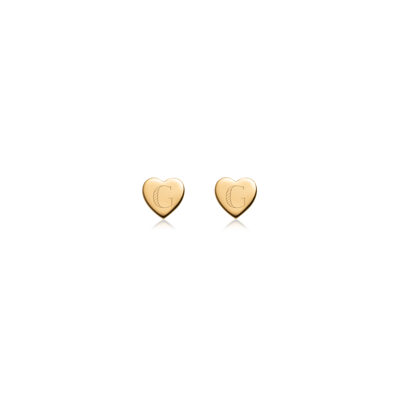 Sterling Silver Heart Stud Earrings (Gold)