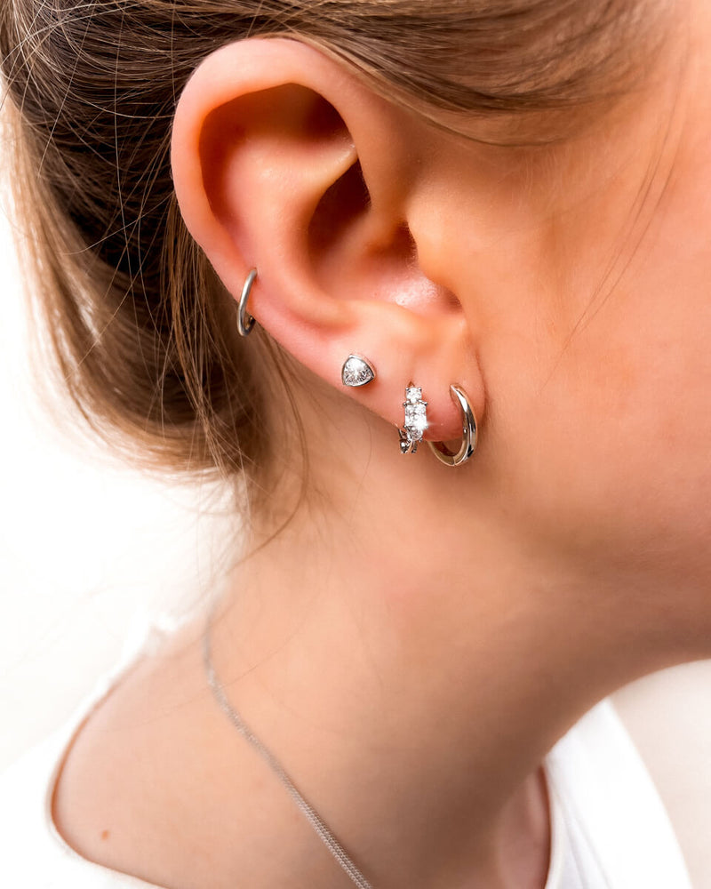 Sterling Silver Huggie Hoop Earrings (Silver) Sterling Silver Huggie Hoop Earrings (Silver)