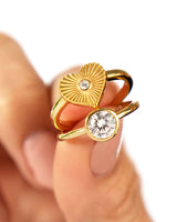 Sterling Silver Mini Round Birthstone Ring (Gold)
