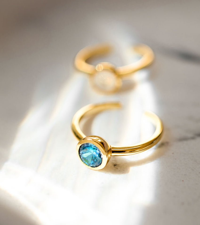 Luxe Mini Round Birthstone Ring (Gold)