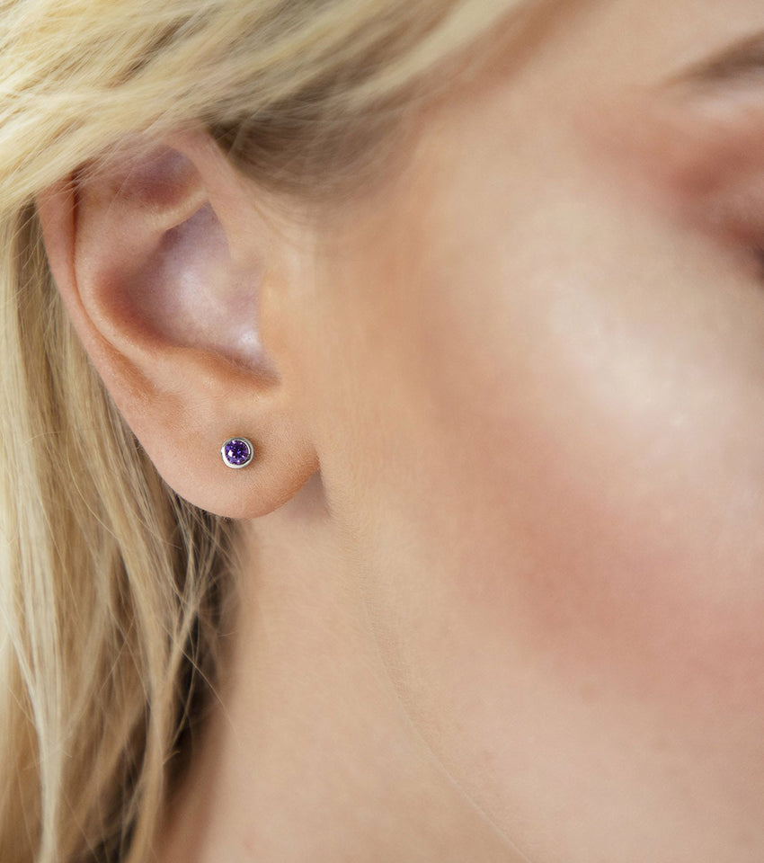 Stacey's Stories Mini Birthstone Stud Earrings (Silver)