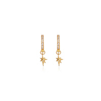 Sterling Silver Mini Starburst Crystal Earrings (Gold)