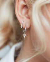 Sterling Silver Mini Starburst Crystal Earrings (Silver)
