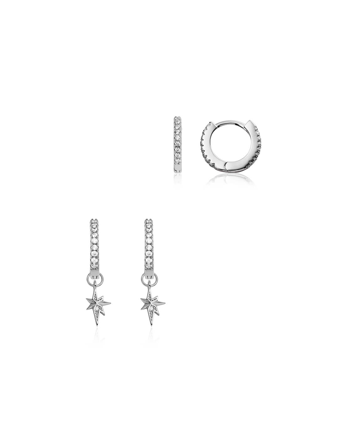 925 Sterling Silver Starburst Ear Set
