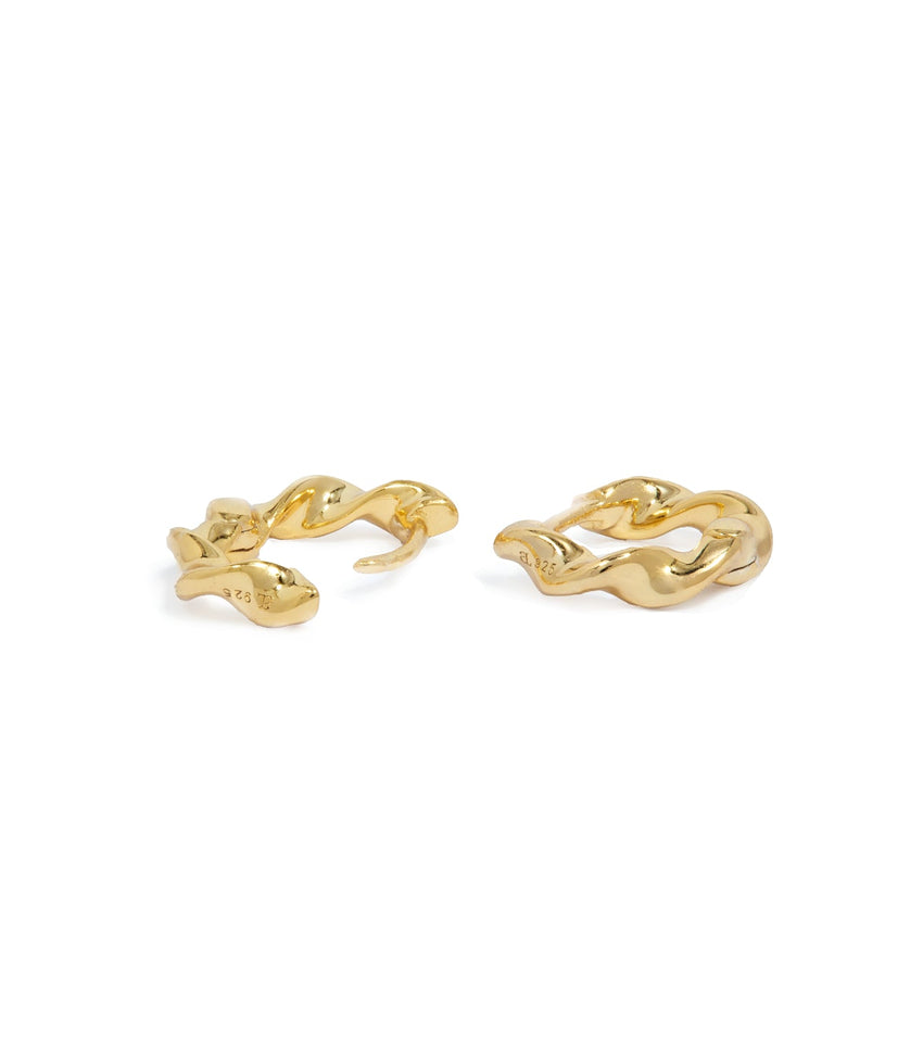 Sterling Silver Twisted Huggie Hoops (Gold)