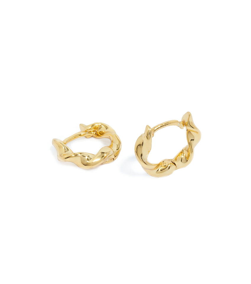 Luxe Twisted Huggie Hoops (Gold)