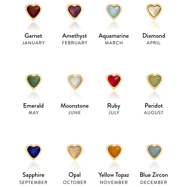 Mini Heart Birthstone Set (Gold)