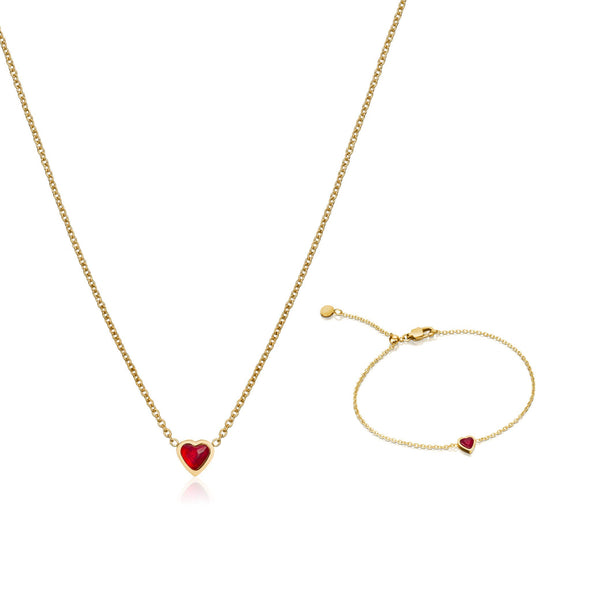 Mini Heart Birthstone Set (Gold)