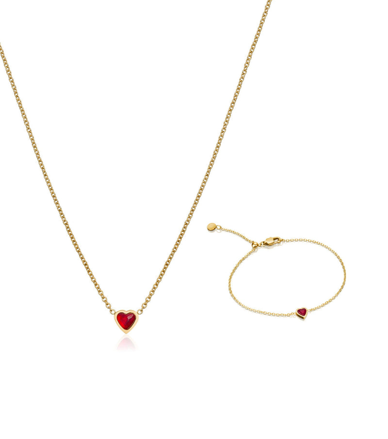 Mini Heart Birthstone Set (Gold)