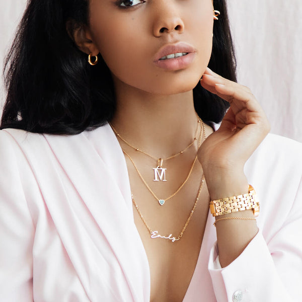 Mini Heart Birthstone & Initial Set (Gold)