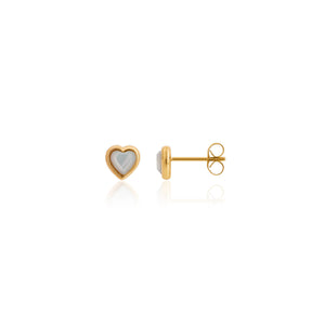 Mini Heart Birthstone Stud Earrings (Gold)