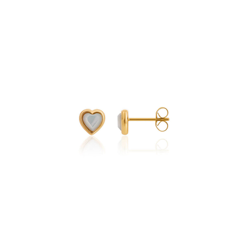 Mini Heart Birthstone Stud Earrings (Gold)