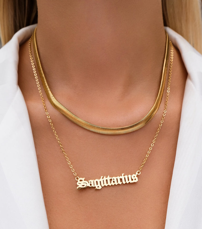 Old English Name Necklace (Gold)
