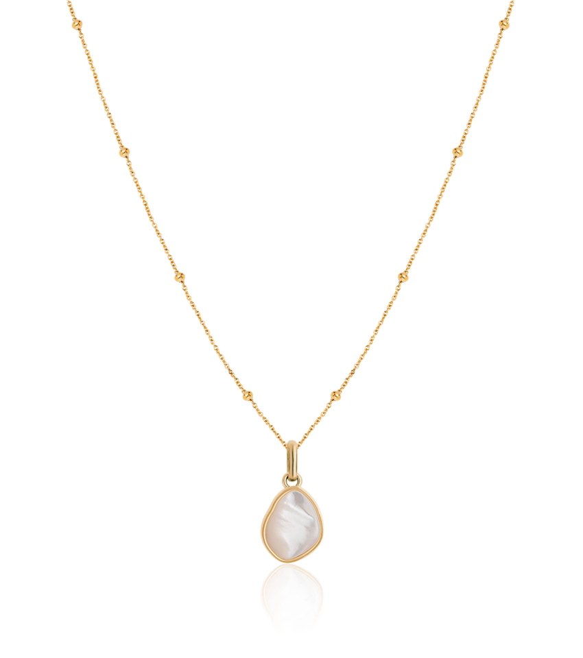 Organic Moonstone Sphere Chain Necklace (Gold)