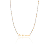Pearl Chain Signature Name Necklace (Gold)