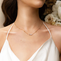 Pearl Initials Sphere Chain Necklace (Gold)