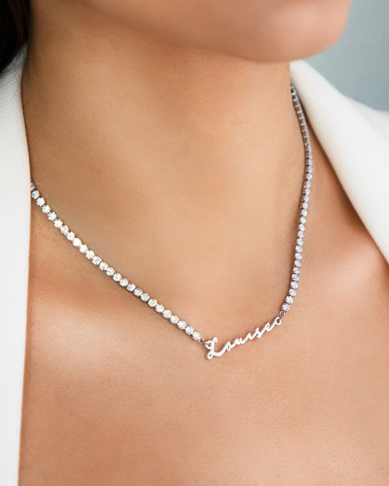 Signature Name Tennis Necklace (Silver)