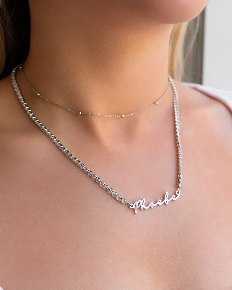Signature Name Tennis Necklace (Silver)