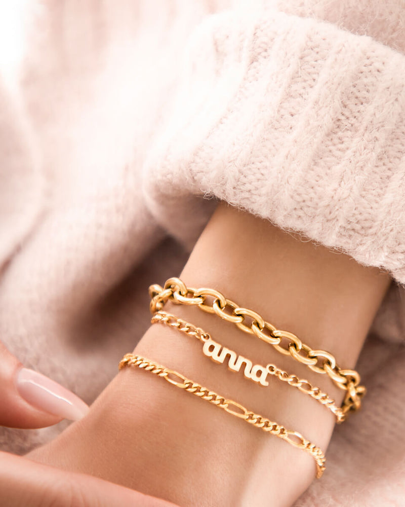 Small Figaro Chain Bracelet (Gold) - Main Image