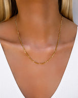 Small Figaro Chain Necklace (Gold)