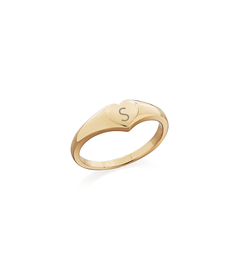 Small Heart Signet Ring (Gold)
