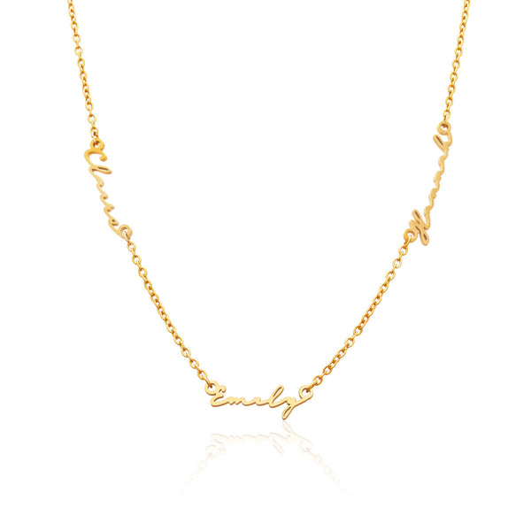 Triple Signature Name Necklace (Gold)