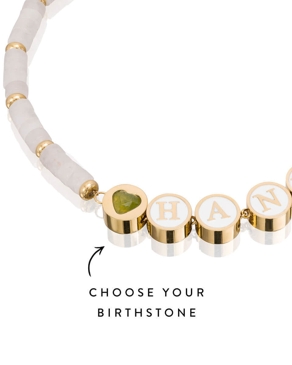 White Quartz Custom Beaded Bracelet (Gold) Abbott Lyon