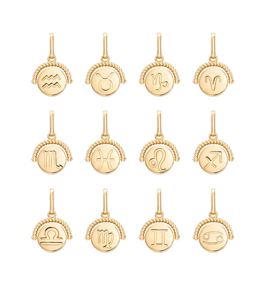 Zodiac Coin Curb Chain Necklace (Gold)