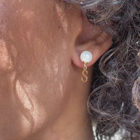 Pearl Initial Drop Earrings (Gold)