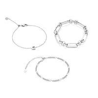Figaro Chain Bracelet Bundle (Silver)
