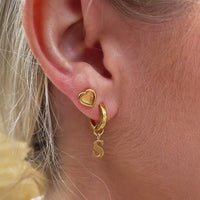 Mini Heart Birthstone Stud Earrings (Gold)
