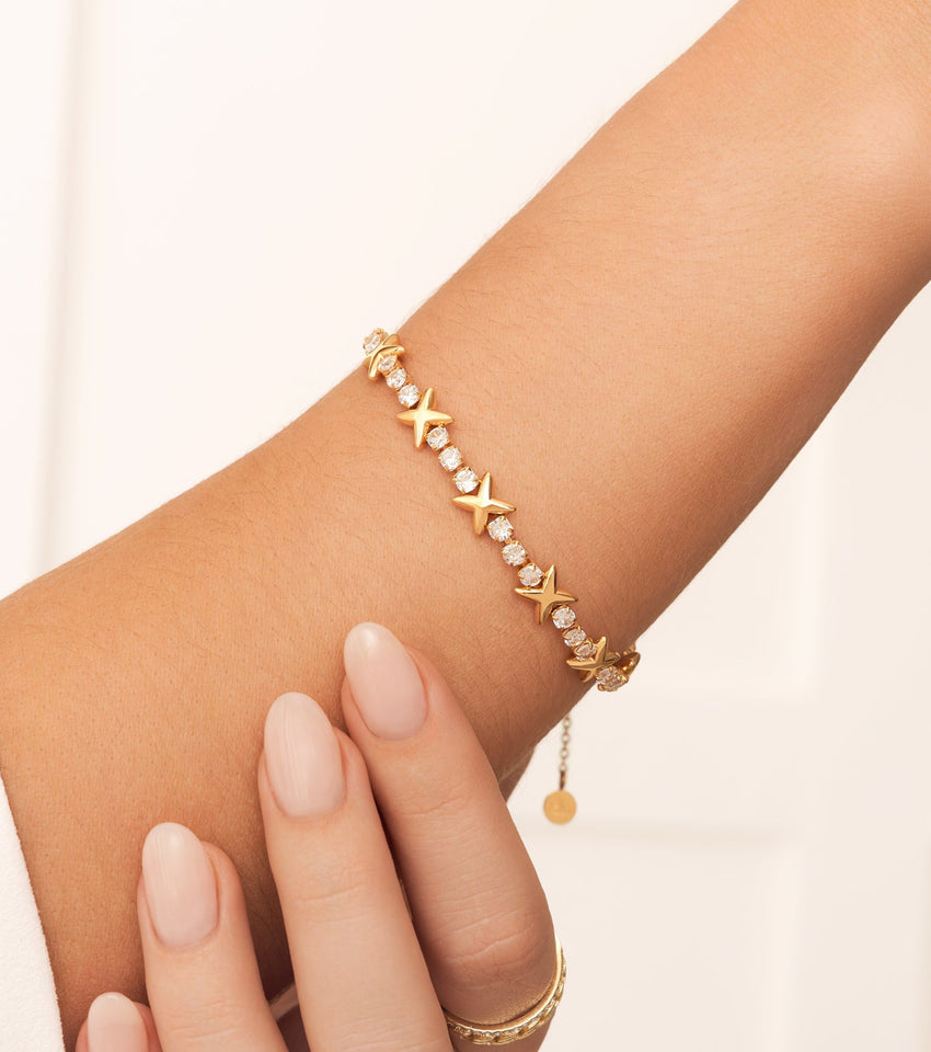 Crystal Fixed Charm Bracelet (Gold)
