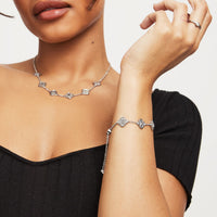 Clover Custom Name Bracelet (Silver)