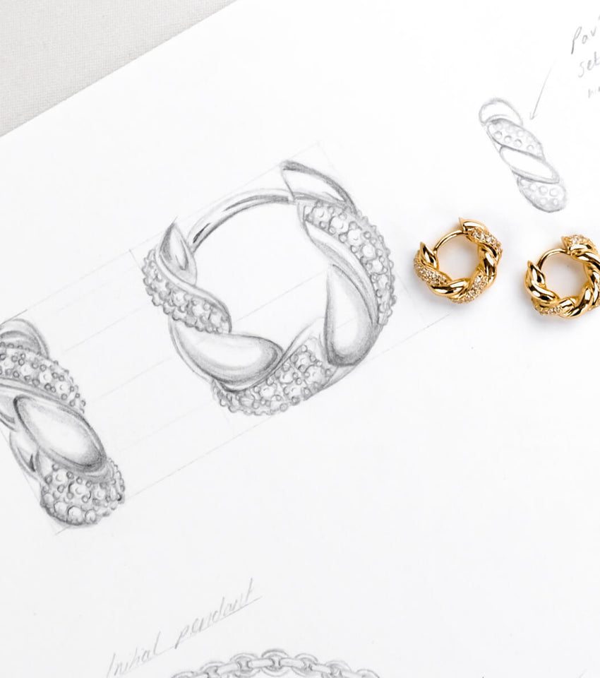 Luxe Crystal Mini Twisted Hoops (Gold)