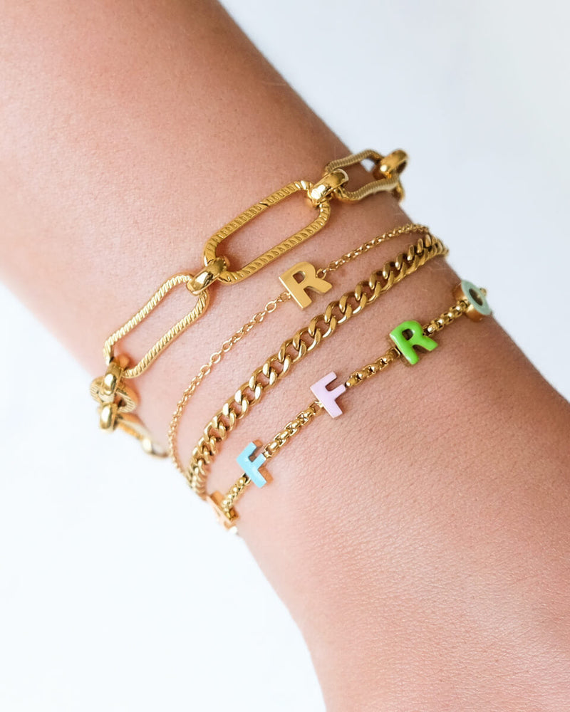 Custom Enamel Name Bracelet (Gold)